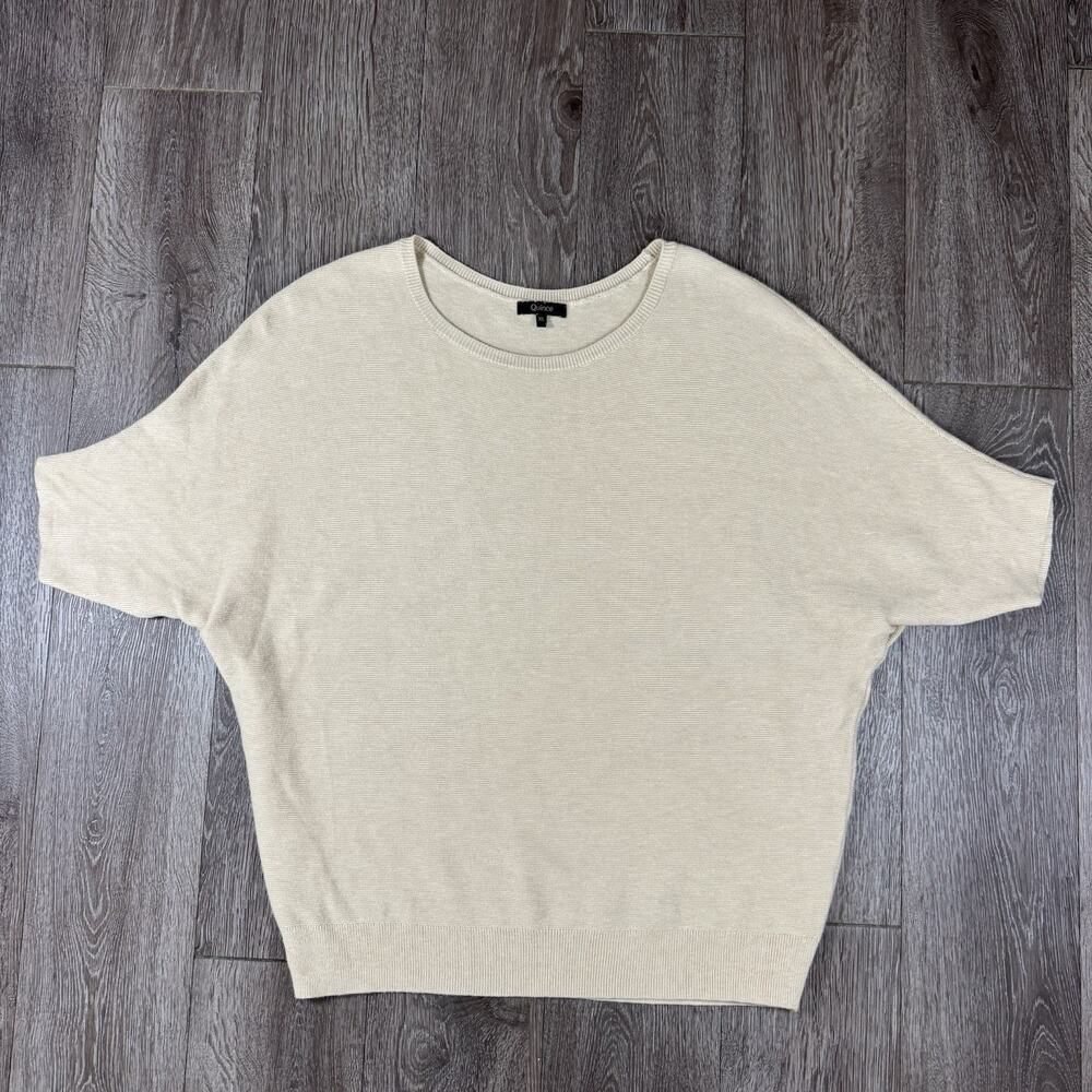 Quince Lightweight Cotton Cashmere Link-Stitch Dolman Sweater Women’s XL